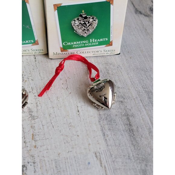 Hallmark miniature Charming hearts photo holder ornament Xmas set - Picture 7 of 7